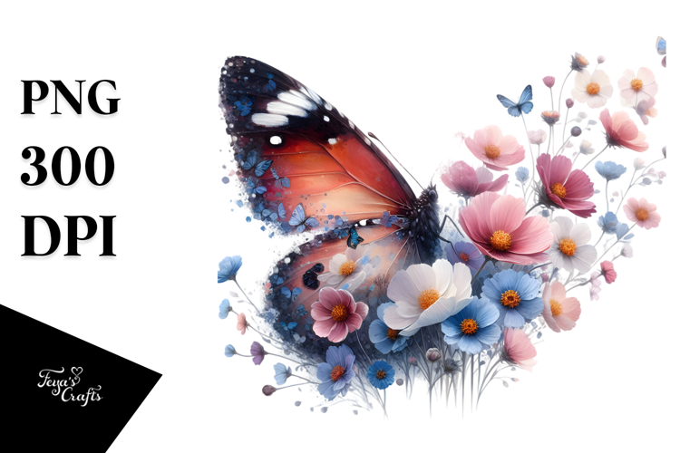 Butterfly made of Spring Flowers PNG