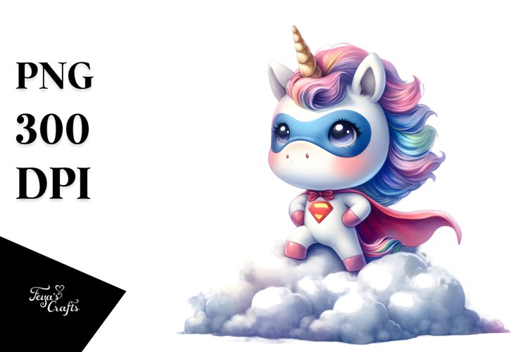 Cute Baby Unicorn Posing as a Hero | Clipart example image 1