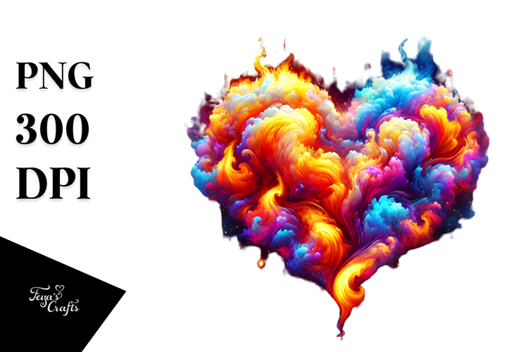 colorful heart made of fire PNG