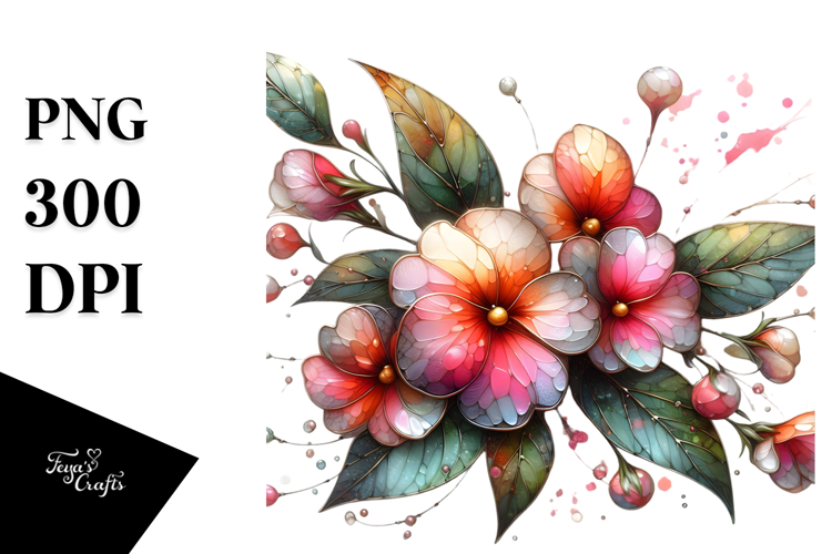 Impatiens Watercolor Splash PNG