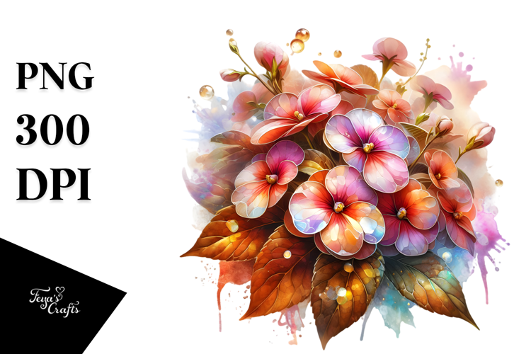 Impatiens Watercolor Splash PNG