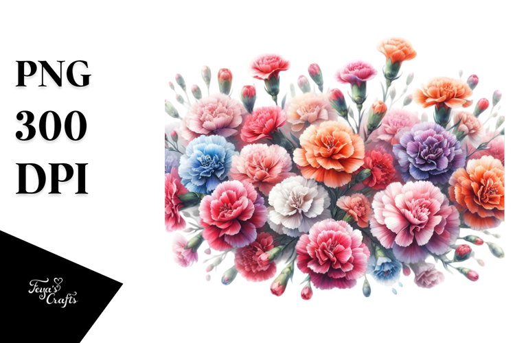 Colorful Carnation Hortography PNG Image