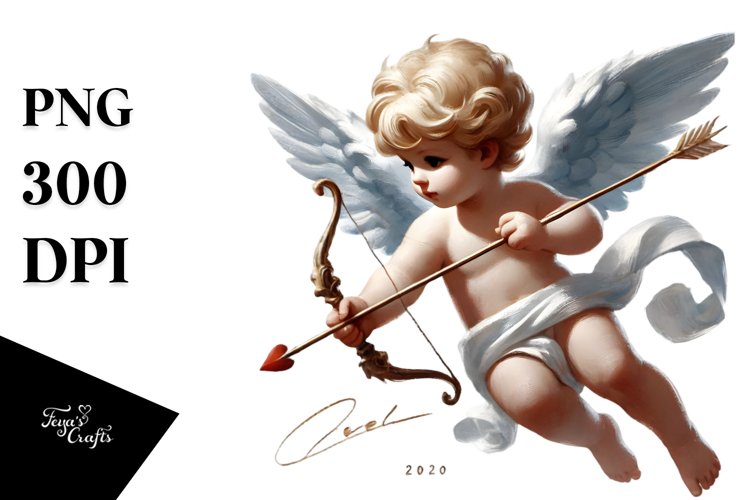 Paint Brush Style Cupid PNG