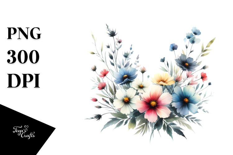 Bold Centered Wild Flowers in Watercolor example image 1