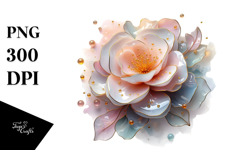 Glossy Camellia with Insertions, High-Res PNG example image 1
