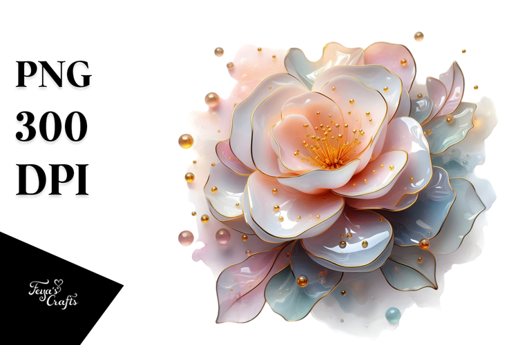 Glossy Camellia with Insertions, High-Res PNG