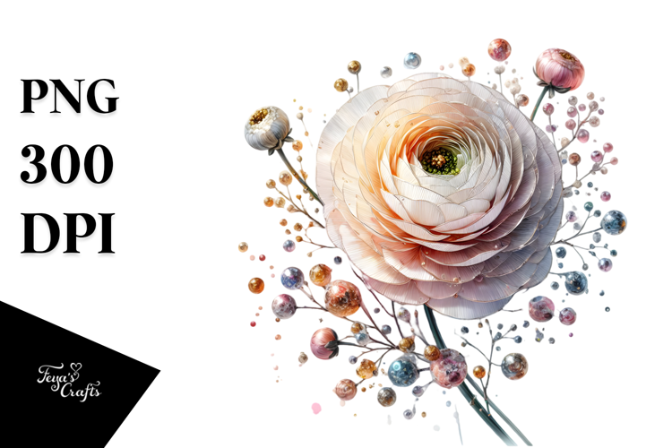 Ranunculus Watercolor Splash PNG