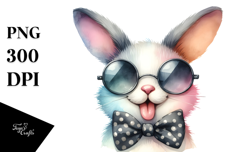 Bunny Sunglasses Tongue | Summer Sticker Clipart