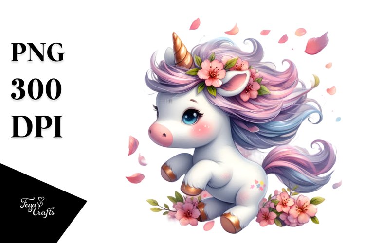Cute Baby Unicorn Tumbling Spring | Clipart