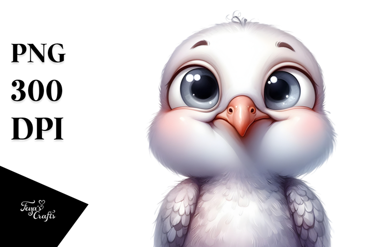 Funny Dove Portrait Baby Watercolor Clipart