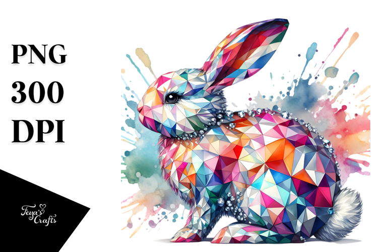 Colorful Diamonds Bunny PNG