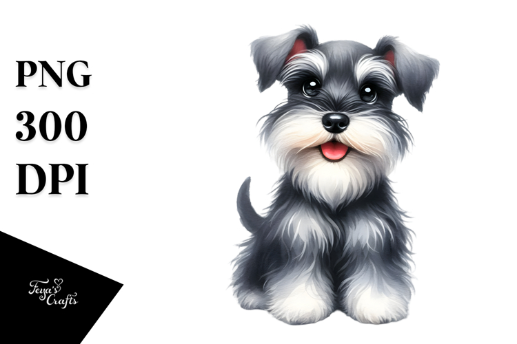 Happy Miniature Schnauzer Watercolor PNG