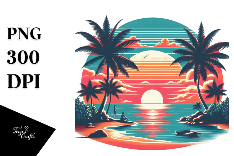 Retro Beach Sunset, 20 oz Tumbler