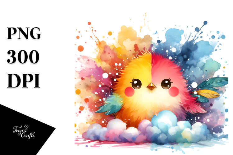 Cute Bird Splashes PNG