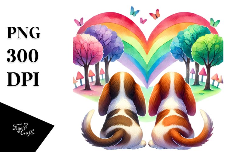 View from Behind Basset Hound Heart Shape PNG