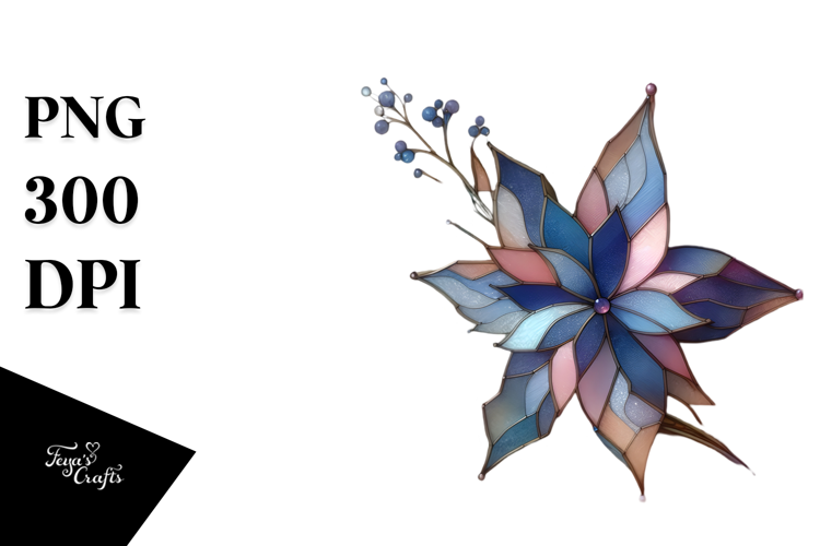 Abstract Pastel Lobelia Stained PNG