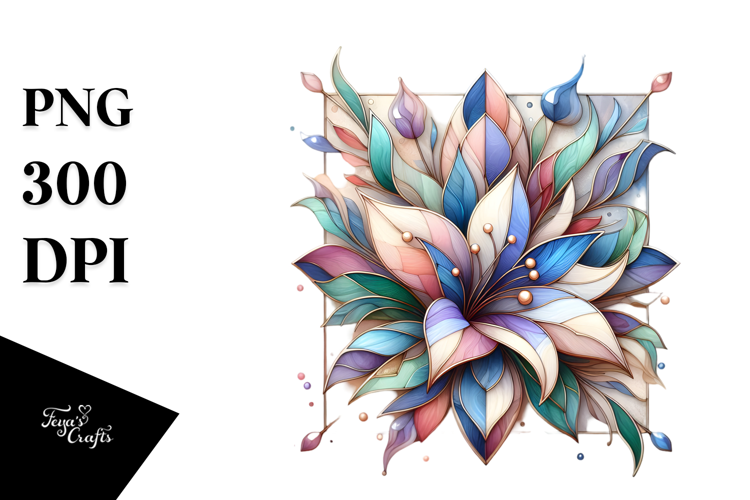 Abstract Pastel Lobelia Stained PNG