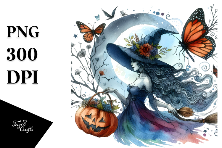 Witch Watercolor Clipart