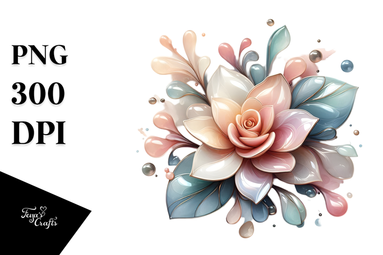 Glossy Gardenia in Material, Watercolor PNG