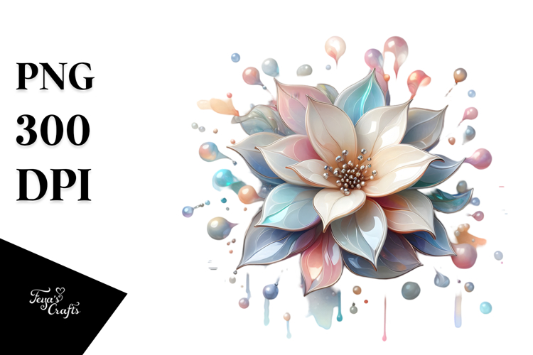 Glossy Gardenia in Material, Watercolor PNG