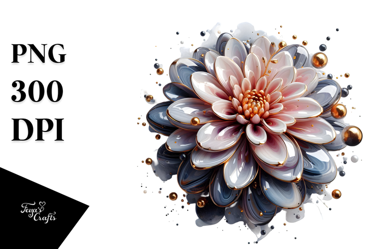Glossy Dahlia, Watercolor PNG