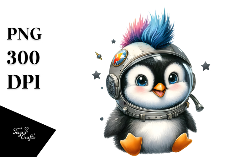 Punk Baby Penguin in Space Helmet