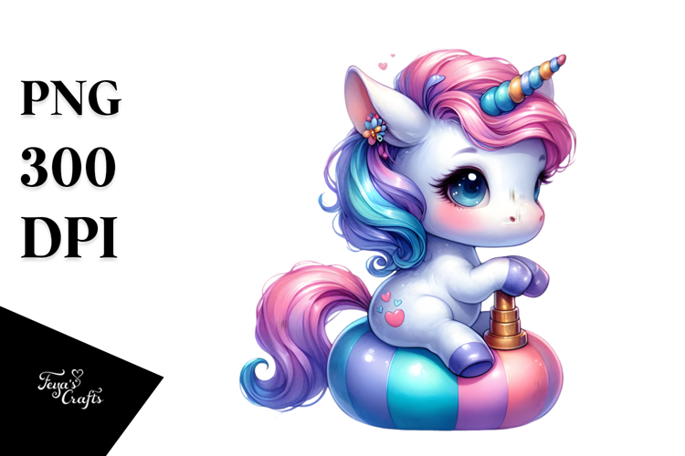 Vibrant Baby Unicorn Pumpkin Clipart