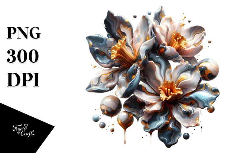 Glossy Narcissus Shiny Golden Marble Watercolor |