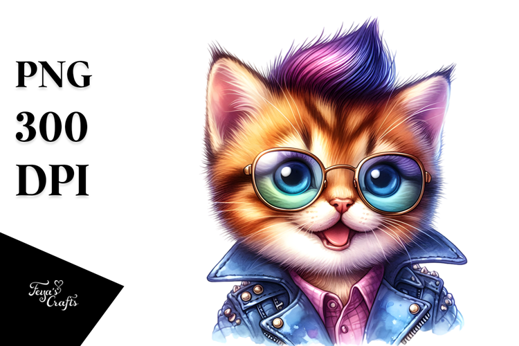 Vibrant Baby Cat Posing in the Style of PNG