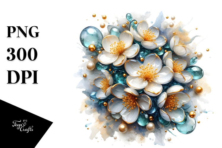 Glossy Jasmine, Watercolor PNG