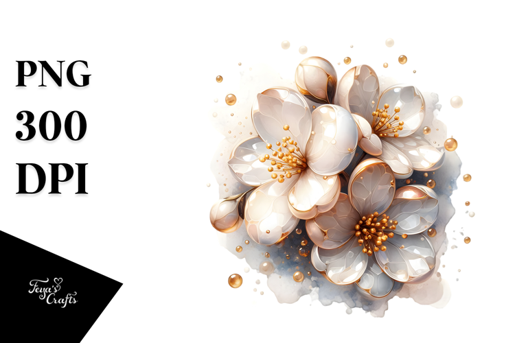 Glossy Jasmine, Watercolor PNG