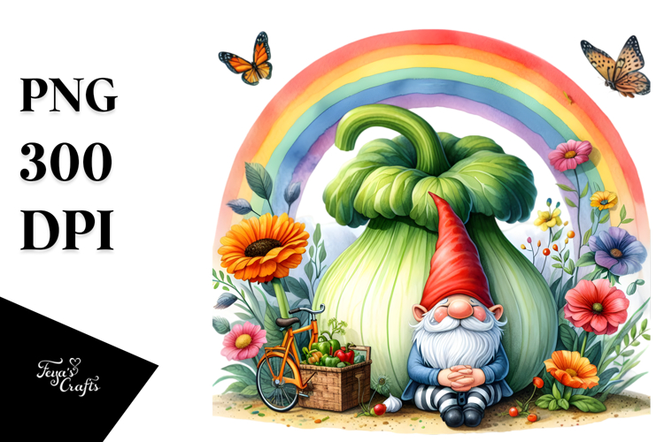 Colorful Vegetable Gnome Rainbow | Clipart