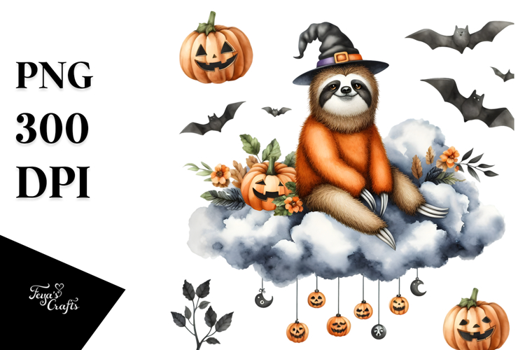 Spooky Sloth for Halloween PNG
