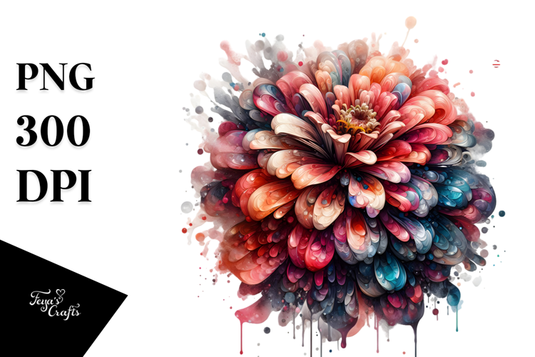 Colorful Zinnia Watercolor PNG