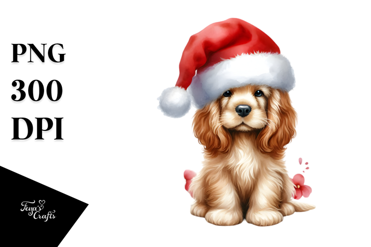 Christmass Cocker Spaniel with Decorations PNG