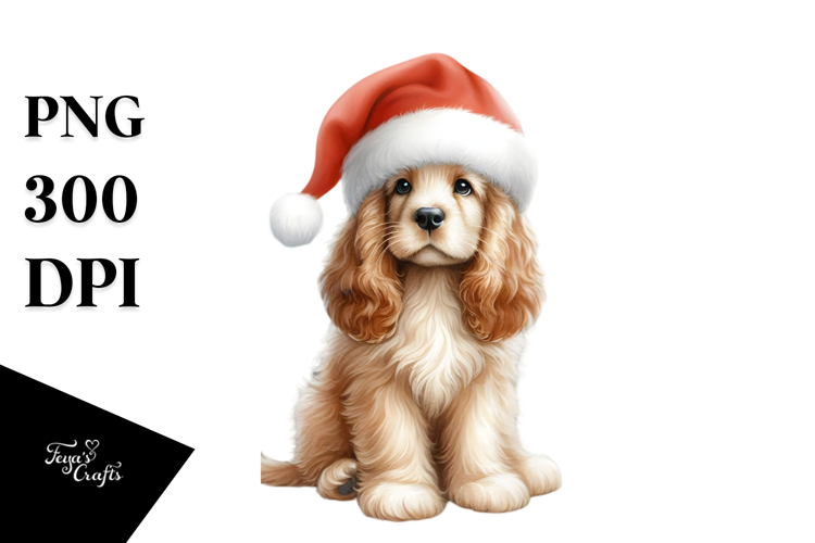 Christmass Cocker Spaniel with Decorations PNG