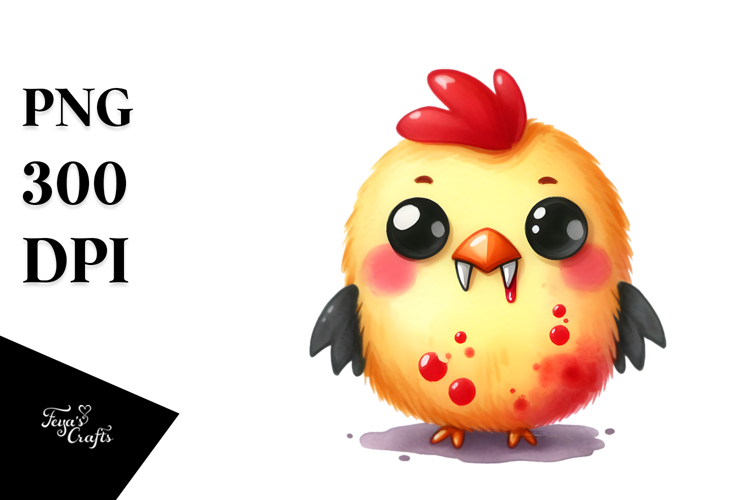 Colorful Cute Chicken with Fangs | Sublimation Clipart