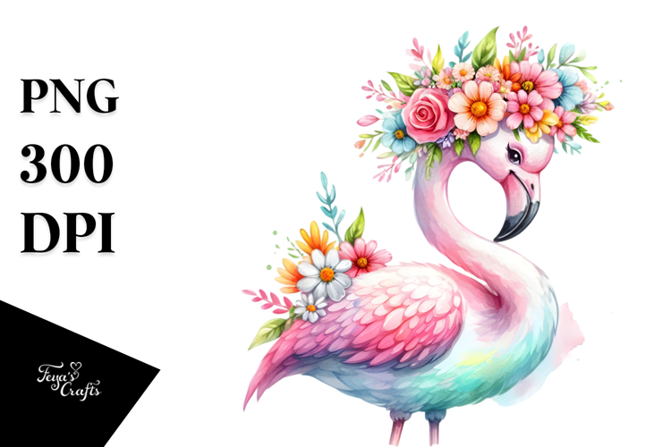 Cartoon-Style Flamingo Flower Crown example image 1