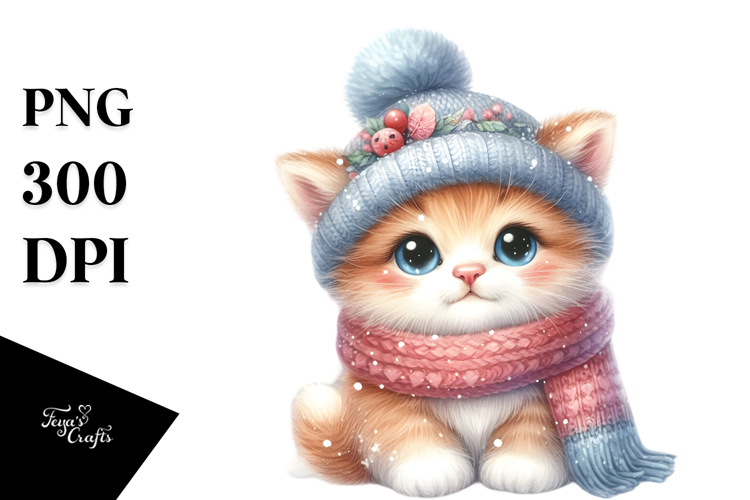 Funny Baby Cat Winter PNG