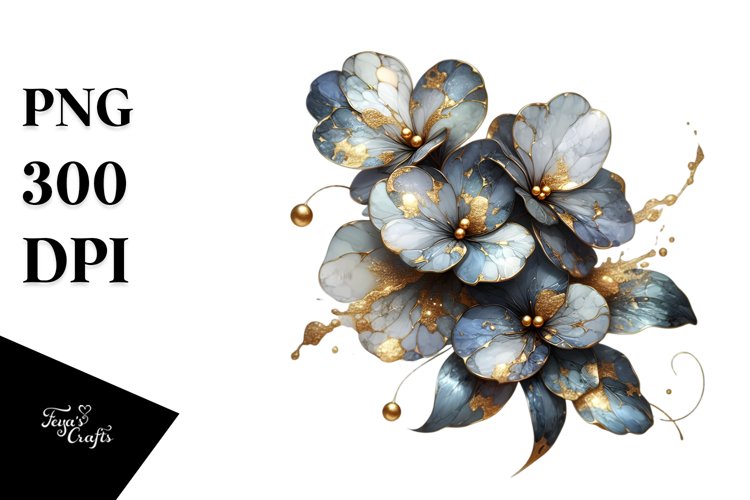 Abstract Shiny Impatiens with Golden Inserts | Clipart