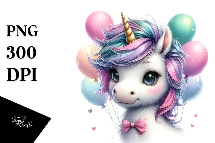 Cute Unicorn with Balloons