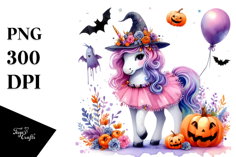 Vibrant Halloween Unicorn | Sublimation | Clipart