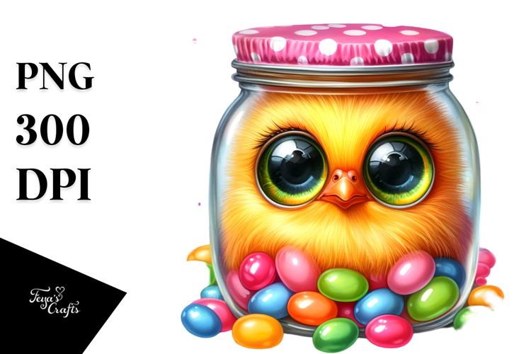 baby Chicken with Jellybean Jar, PNG