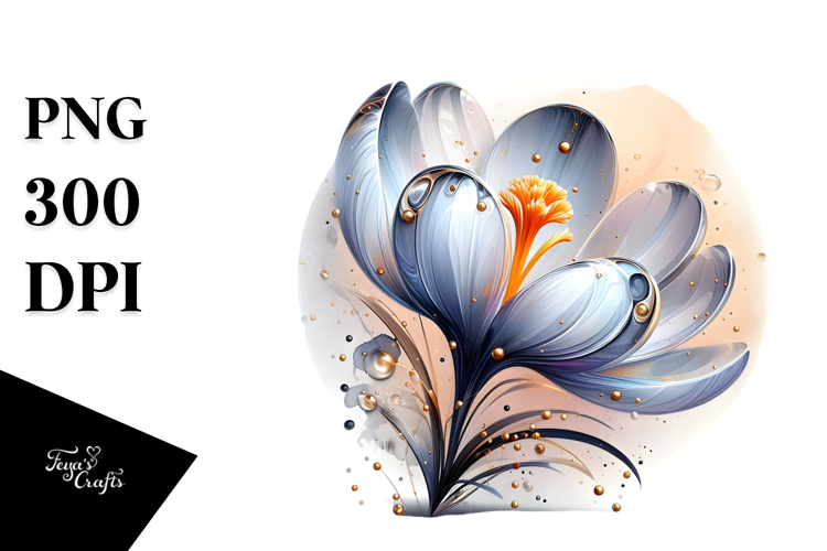 Abstract Crocus with Golden Insertions PNG