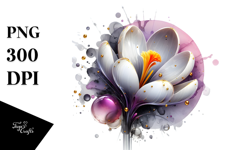 Abstract Crocus with Golden Insertions PNG