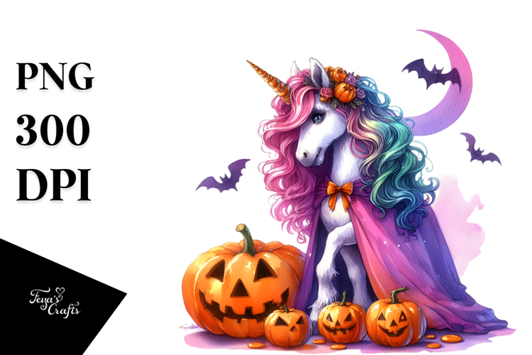 Vibrant Halloween Unicorn | Sublimation | Clipart