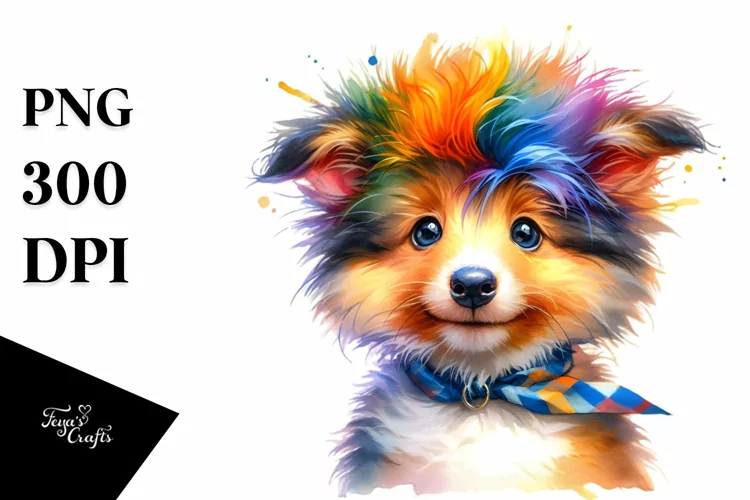 Cute Collie with Crazy Haircut PNG