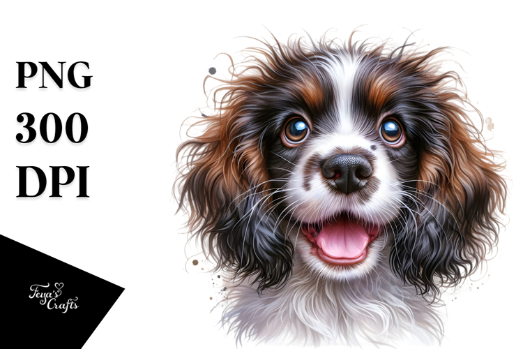 Watercolor Baby English Springer Spaniel, High-Res PNG