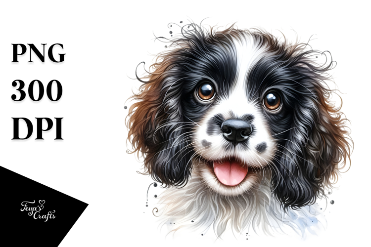 Watercolor Baby English Springer Spaniel, High-Res PNG