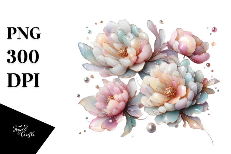 Glossy Peonies made of PNG